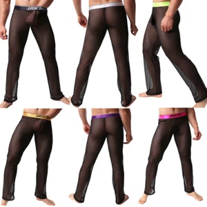 Transparente Herren Netz Leggings Fitness lose lange Hose Stretch Lounge Yoga Unterwäsche - Bild 1 von 19