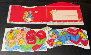VTG Fuld Valentines UNUSED Mermaid “No Fish Tale” & Diver “I’ve Flipped” *PAPER* - Picture 1 of 4