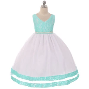 Aqua Größe 12 Blumenmädchen Kleid Konzert Tanz Hochzeit Brautjungfer formell Party - Bild 1 von 1