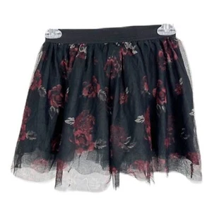 Arizona Tutu Skirt Youth Medium Black Red Roses Floral Garter Girls Kids 10/12 - Picture 1 of 6