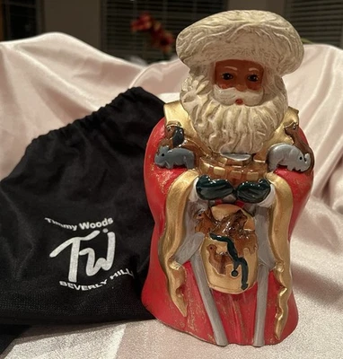 ¡MUY RARO! TIMMY WOODS Bolso/Cartera de Arte Portátil de Papá Noel de Cuerpo Completo con Bolsa para el Polvo ~ ¡Firmado! Foto 1 de 4