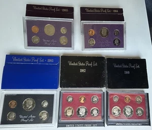 5 US SF Mint Proof Sets 1980, 1982, 1983, 1984, 1985 with Original Boxes - Picture 1 of 1