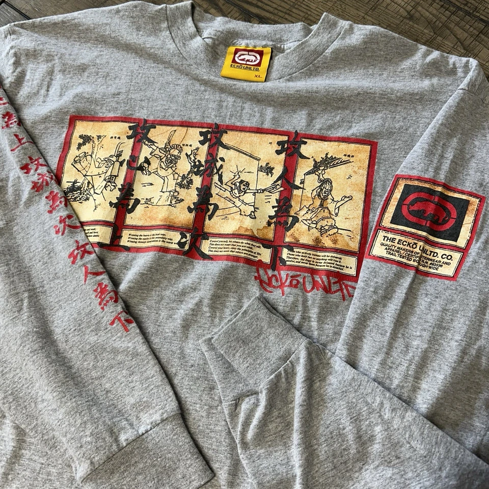 Vintage Y2K Ecko Unltd Logo Long Sleeve T-Shirt Rap Hip-Hop Skate Punk Grunge XL - Image 1 of 4