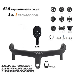  Full Carbon Road Bike Integrated Handlebar Internal Routing 380/400/420/440mm - Picture 1 of 38