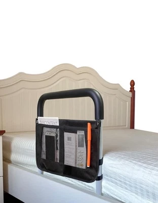 Trilhos de cama ajustáveis para idosos adultos idosos trilho auxiliar segurança com bolso de armazenamento - Imagem 1 de 4