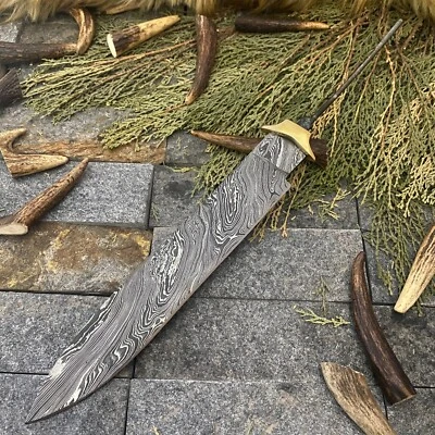 SHARD BLADE CUSTOM HAND FORGED DAMASCUS STEEL BOWIE BLANK BLADE HUNTING KNIFE - Image 1 of 4