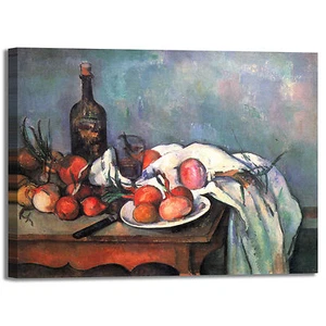 Cezanne Stillleben 43 Design Bild Druck Leinwand Gemälde mit Rahmen Wohnkultur - Bild 1 von 4