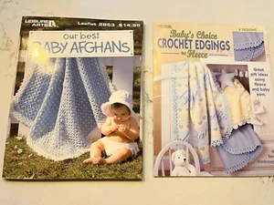 Vtg Lot Of 2 Leisure Arts BEST BABY AFGHANS blankets & Edgings 1996 & 2003 EUC - Picture 1 of 4