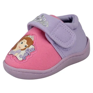 GIRLS DISNEY HOOK AND LOOP SLIPPERS SOFIA CROWN SIDE - Picture 1 of 10