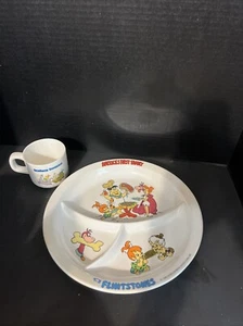 Vtg 1986 THE FLINTSTONES 10" Plastic Divided Dish Plate America's 1st Family - Picture 1 of 7