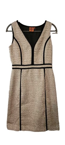 Abito professionale senza maniche Tory Burch taglia 6 blu navy e crema foderato in perfette condizioni