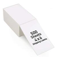 500 4x6 Fanfold Direct Thermal Shipping Labels for Zebra & Rollo Printers