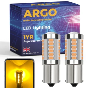 581 Py21w 1156 Led Amber Indicator Light Bulbs 33 Smd Amber Bright Bau15s 12v - Picture 1 of 12