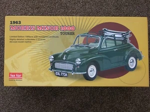 Sun Star 1963 Morris Minor 1000 Tourer - escala 1/12 edición limitada verde en caja - Imagen 1 de 5