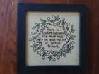 Handmade Framed Embroidery Saying About Friendship- Vintage Look