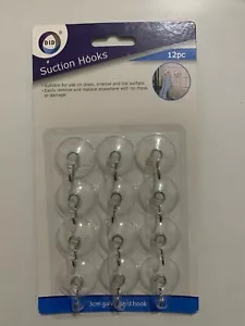 12 X Suction Cup Hooks Hanger Window Glass Bathroom Hanging Suction Hooks Tiles - Picture 1 of 4