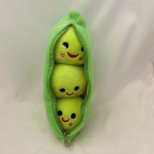 3 Happy Peas in a Pod Peapod Vegetable Stuffed Plush Toy Peas Zippered Pouch