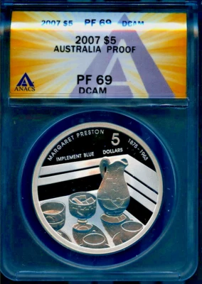 2007 $5 Australia Masterpieces In Silver PF 69 DCAM ANACS # 7805666 + Bonus - Image 1 of 2