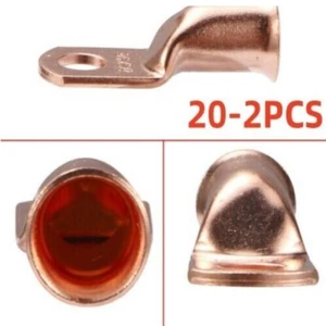 AWG Heavy Duty Copper Lugs Battery Connector Cable Ends 2/0 3/8" Ring Terminal - Picture 1 of 9