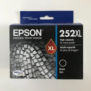 7/2027 + GENUINE OEM EPSON 252XL BLACK Ink Cartridge T252XL120 SEALED BOX OEM - Picture 1 of 4