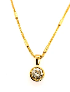 0.90CT Natural Diamond Pendant Necklace 14KT Yellow Gold H Color I1 Clarity 20' - Picture 1 of 5