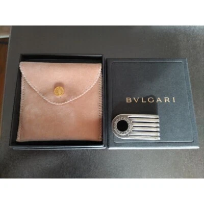 Bvlgari Clip de Dinero Logo Plata 925 Negro Ónix Hombre Billetera Accesorio Con Caja Foto 1 de 4