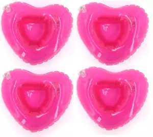 4x Inflatable Heart Drink Holder Pink Floating Valentine Love Hot Tub Pool Party - Picture 1 of 4