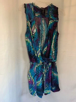 Usado en Excelente Condición Bisou Bisou Mujer Estampado Tropical Mameluco con Cinturón Cintura Elástica Talla Grande Foto 1 de 4