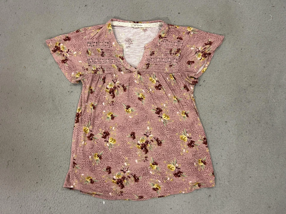 Camisa Rewind Mujer Mediana Rosa Floral Boho Crochet Encaje Babydoll Coqueta Y2K Foto 1 de 4