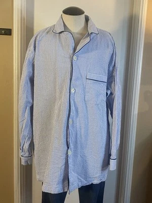Pijama Brooks Brothers para hombre TOP abotonado azul blanco a rayas talla XL RN 93986 Foto 1 de 4