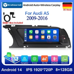 8.8" 128GB Android 14 Multimedia 8-Kern Autoradio Navi DAB+ CarPlay Für Audi A5 - Bild 1 von 22