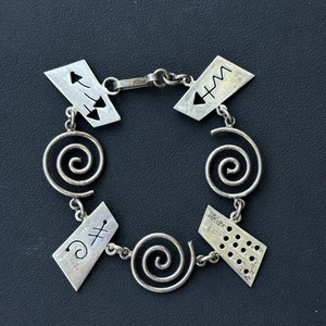 Vintage Modernist Sterlingsilber Spirale geometrisch massiv Gliederarmband 23 g - Bild 1 von 6