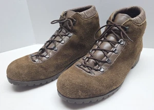 Vintage DUNHAM TYROLEANS Mens 12 Moutaineering Hiking Boots Vibram Brown Suede - Picture 1 of 16