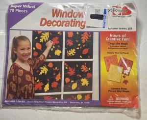 Vintage Stik-ees Autumn Leaves #301 Window Clings Vinyl Decals New & Sealed - Picture 1 of 2