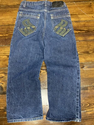 Rocawear джинсы черный вышитые карманы джинсовой ткани Streetwear размер 7 X Y2K - Изображение 1 из 4