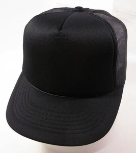 Youngan Blank Trucker Hat Mens Black Vtg Adjustable Plain No Logo Snapback Cap - Picture 1 of 11