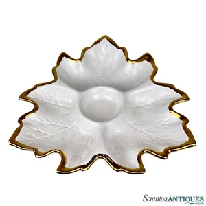 Mid-Century Porcelain Golden Foliage Centerpiece Serving Platter - Picture 1 of 10