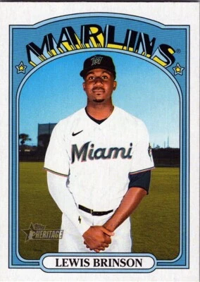 2021 Topps Heritage #708 Lewis Brinson SP Miami Marlins - Image 1 of 2