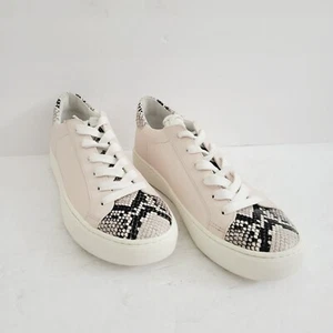Veronica Beard Natural Python Ivory Leather Sneaker Lace Up Trainers Size 7.5 - Picture 1 of 7