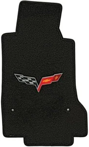 LOGO Black Velourtex Front Row 2 Pc Floor Mats for Chevy C6 Corvette 2005-2007.5 - Picture 1 of 11