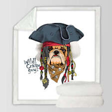 Cool and Crazy Pirate Bulldog Throw Blanket