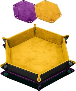 2 piezas bandeja de dados cuero PU dados plegable bandeja hexagonal soporte de dados para juego de dados - Imagen 1 de 11