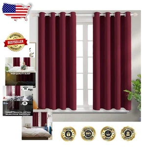 Cortinas oscuras de lujo con tapa de ojal - Reducción de ruido, 46x54, rojo borgoña - Imagen 1 de 11