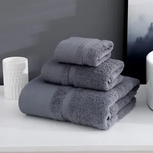 KOILIFE Towels 3Pc cotton Towel Set 1 Bath Towels 1 Hand Towels 1 Washcloths - Picture 1 of 10
