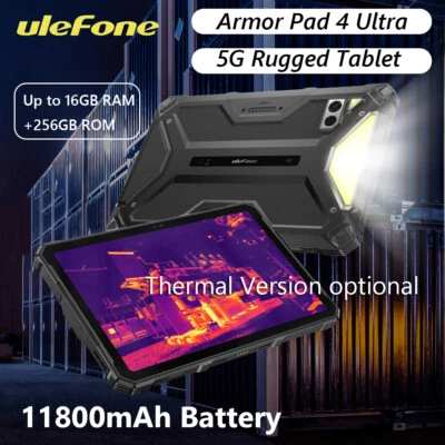 Ulefone Armor 4 Pad Ultra 5G Thermal Rugged Tablet LED Lights 11800mAh 50MP IP68 - Image 1 of 4