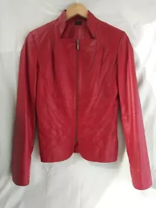 Chaqueta de moto para mujer de cuero rojo 100 % cabra XS - Imagen 1 de 8