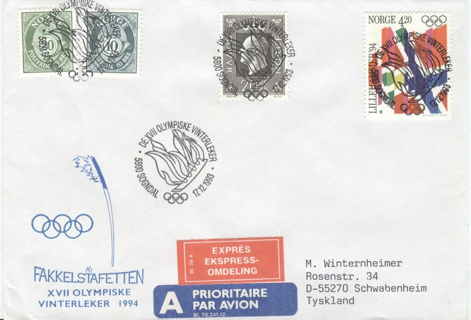 Norway Olympic Games Lillehammer 1994 Torchrelay Sogndal 17.12.1993 - Image 1 of 1