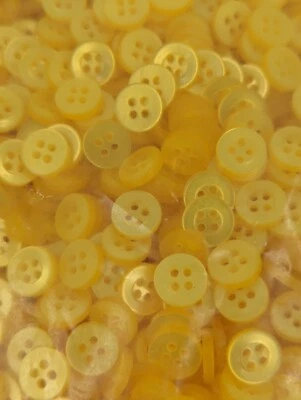 Bulk Wholesale Lot of 10,000 Yellow Buttons .425" Round Acrylic 4-Hole DIY Craft - Image 1 of 3