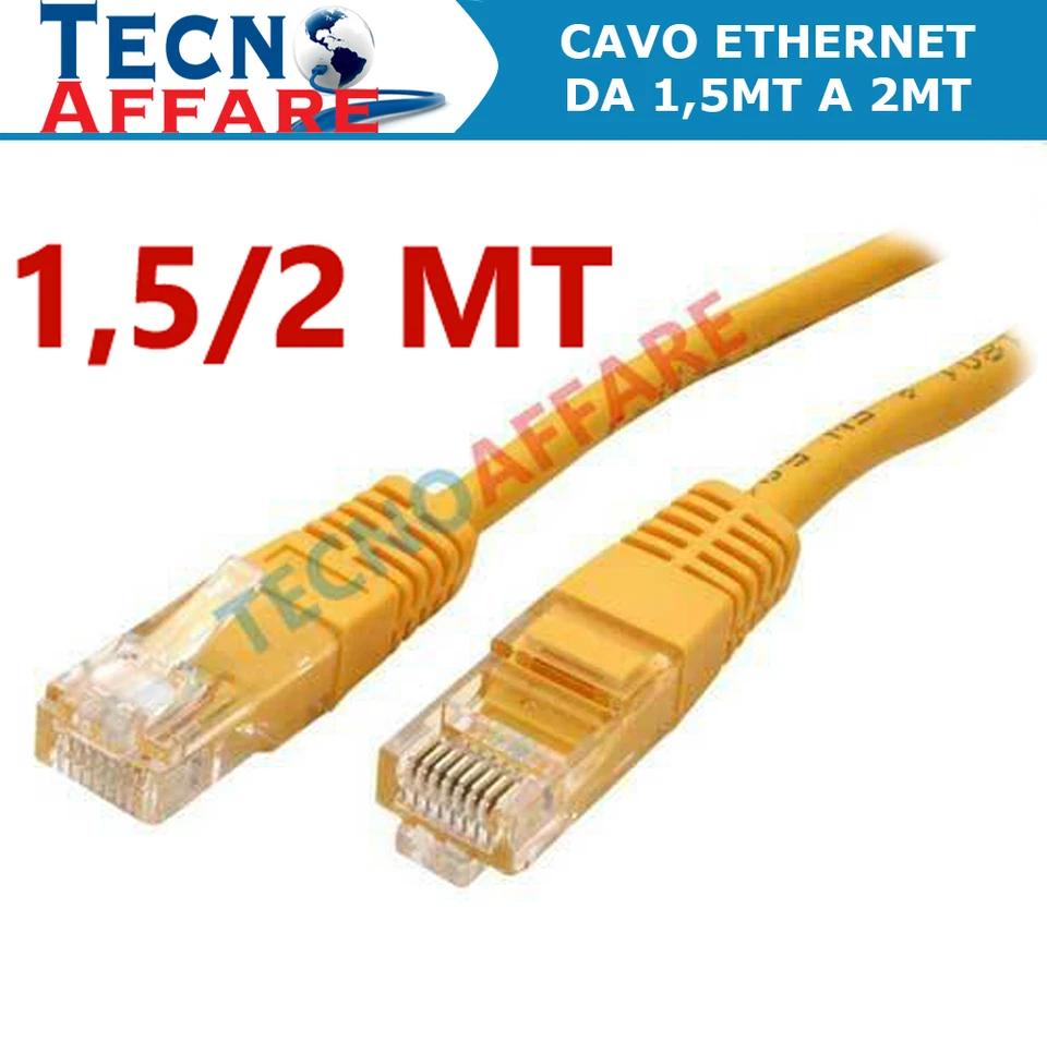 Cavo Ethernet Cat 5e UTP RJ45 1,5 - 2MT cavo di rete lan switch - Immagine 1 di 1