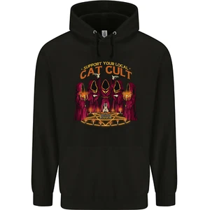 Cat Cult Evil Feline Devil Worship Satanic Childrens Kids Hoodie - Picture 1 of 88